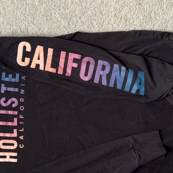 Black Hollister Long Sleeve with Light Rainbow Ombre Lettering - Picture 3 of 3